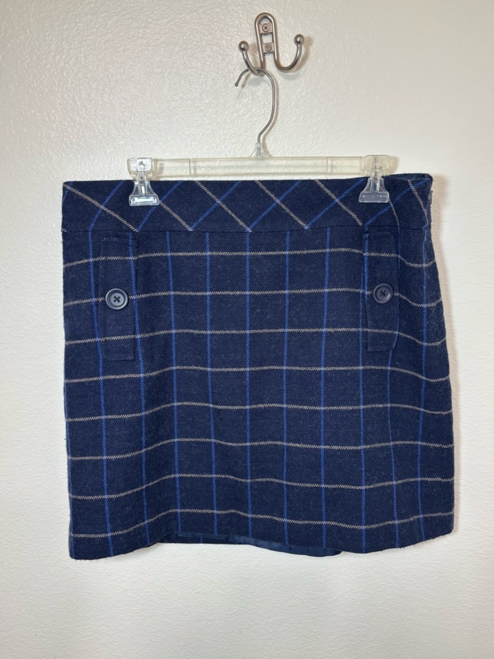 LOFT Navy Plaid tailored chic vintage Mini Skirt size 10